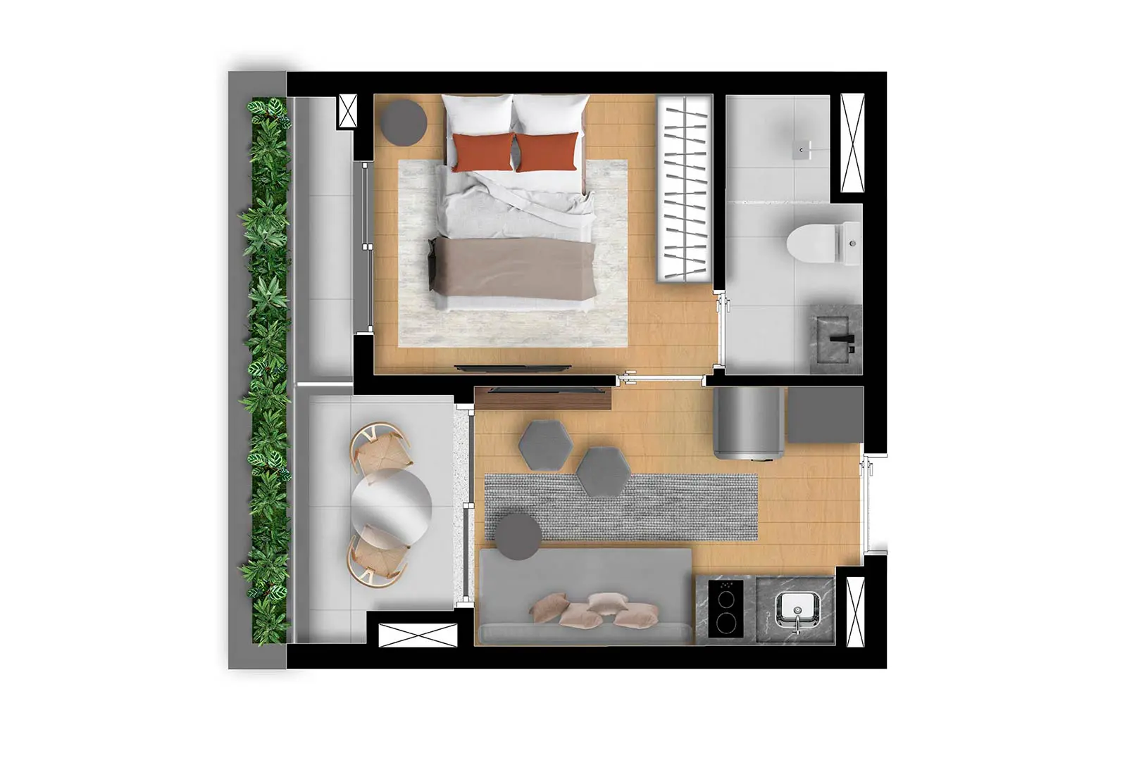 planta apartamento 30m2 1 quarto