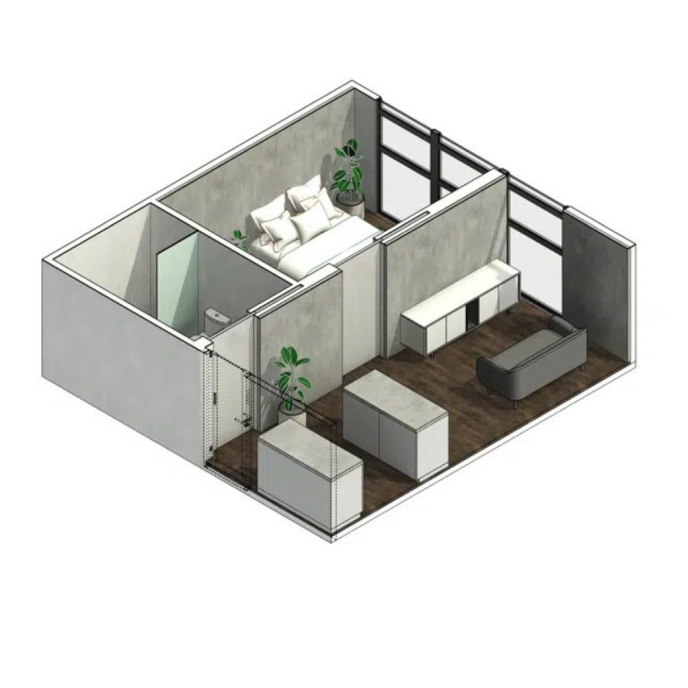 apartamento 30m2 planta baixa com cozinha integrada