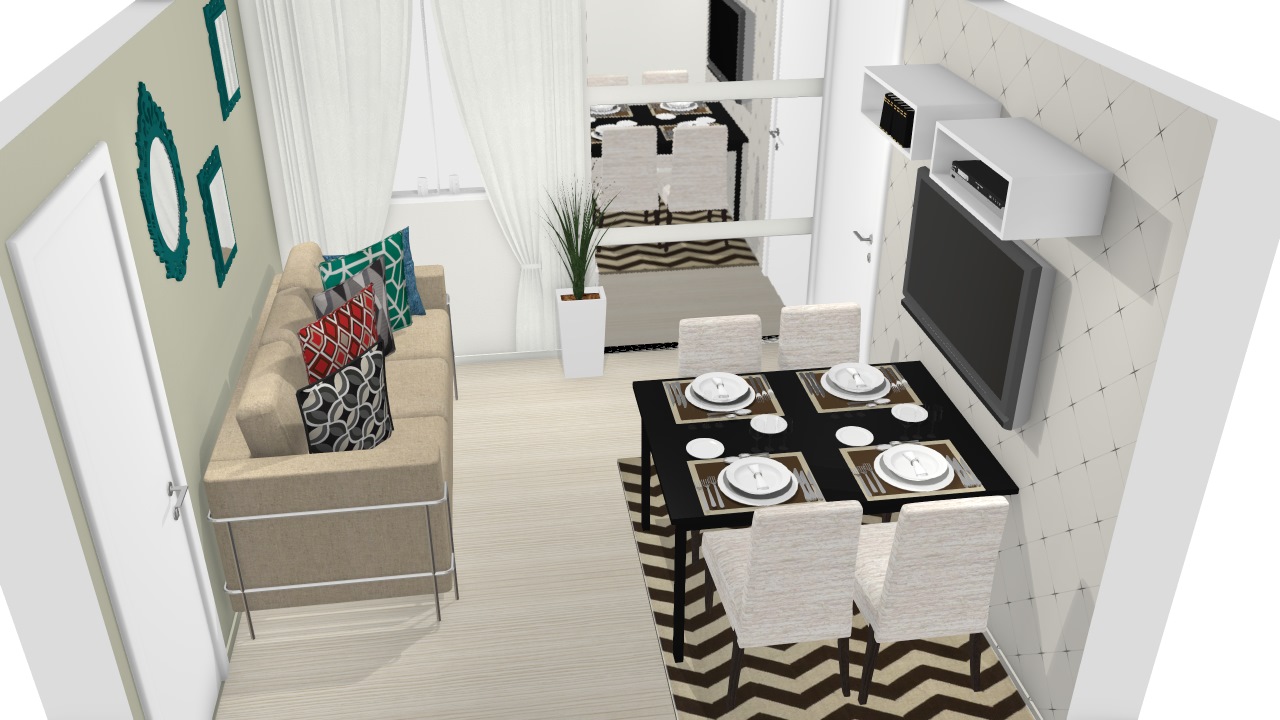 apartamento 42m2 decorado com varanda integrada