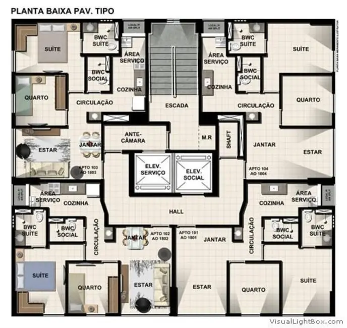 apartamento 42m2 decorado com varanda integrada