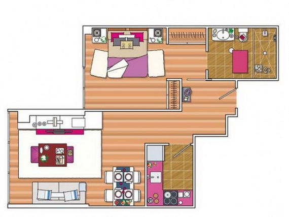 apartamento 45m² decorado pequeno