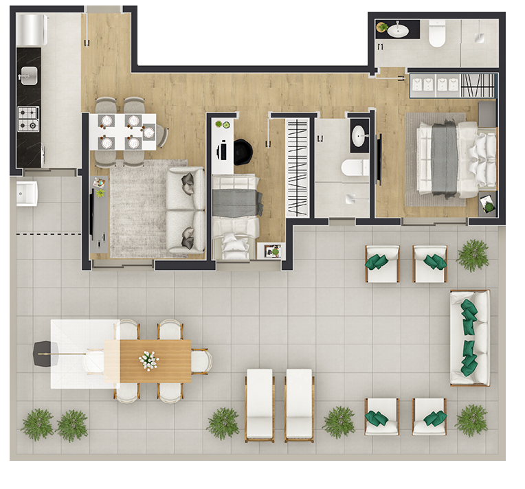apartamento 45m2 1 quarto