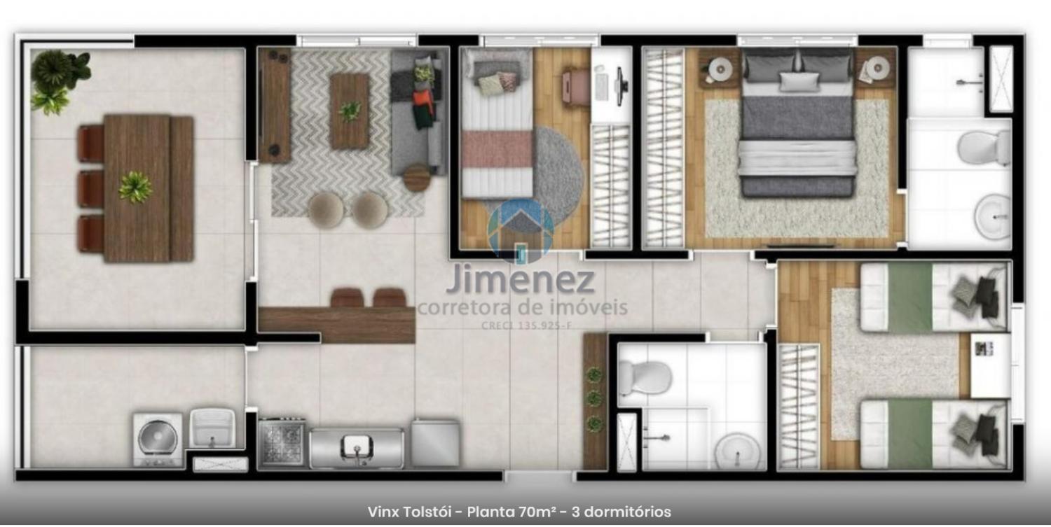 apartamento 70m2 com home office