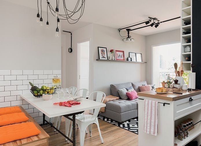 apartamento integrado sala e cozinha
