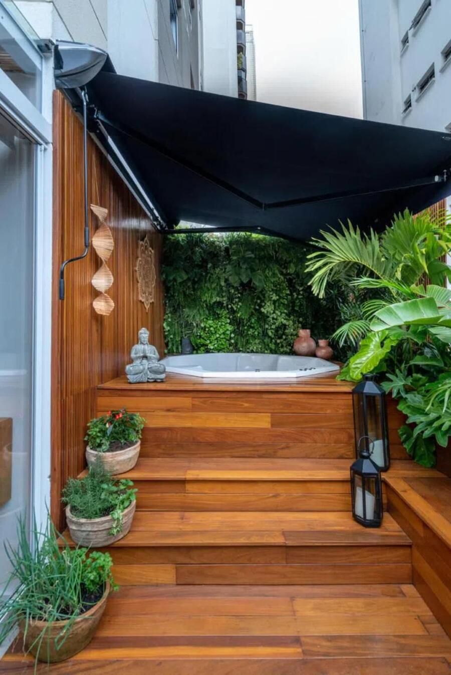 apartamento garden decorado com varal de luzes