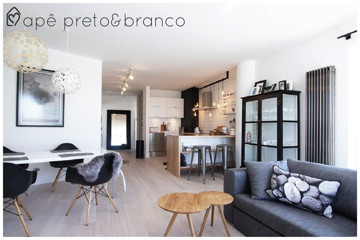 apartamento preto com parede de destaque