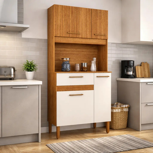 armário de cozinha com nicho para microondas apartamento