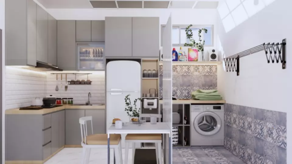 cozinha e lavanderia integradas apartamento pequeno