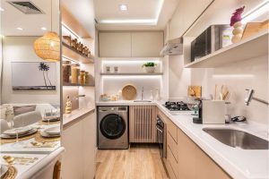 decoração cozinha com área de serviço pequena