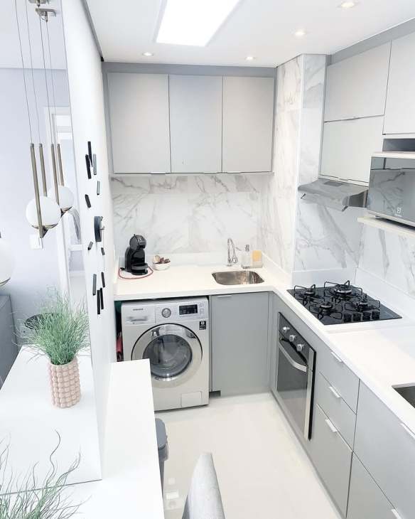 ideias para lavanderia oculta em apartamento