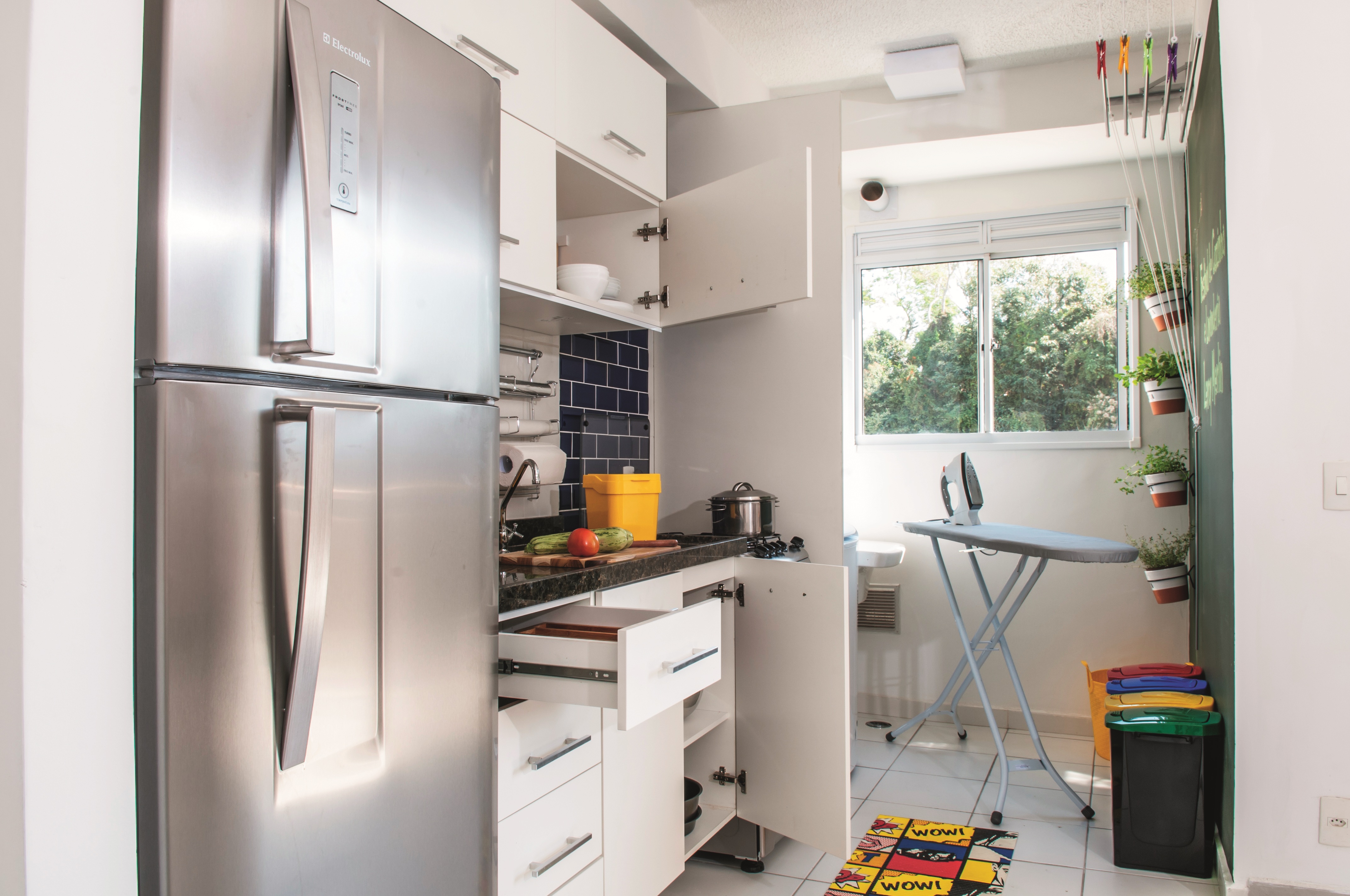bancada única cozinha lavanderia