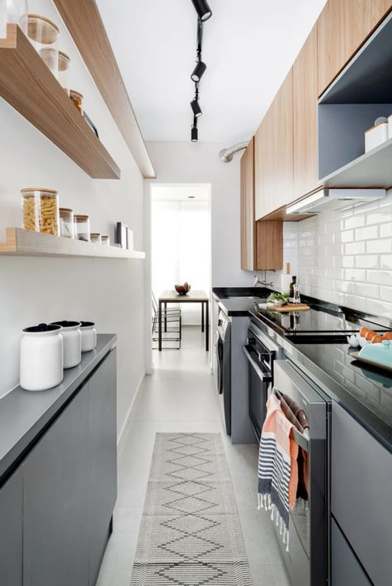 cozinha linear apartamento pequeno