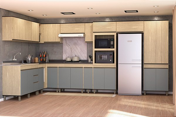 Cozinha modulada com balcão