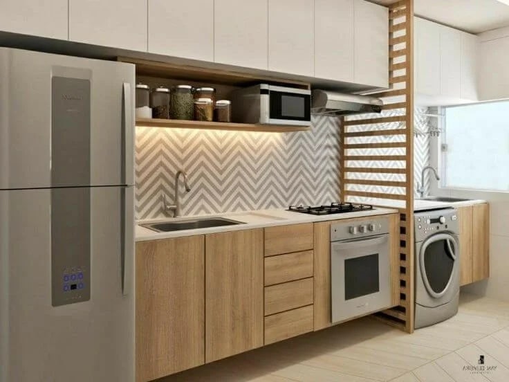 cozinha e lavanderia integradas apartamento pequeno