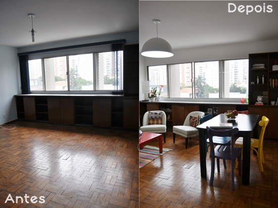 antes e depois decoração barata apartamento alugado
