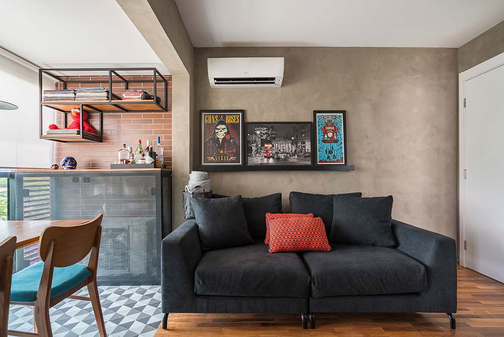 decoração apartamento pequeno industrial