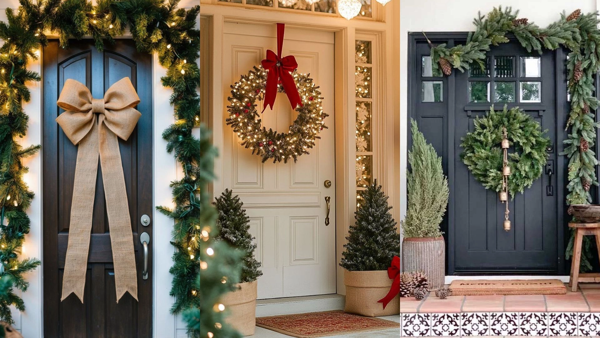 decoração de natal para porta de apartamento moderna