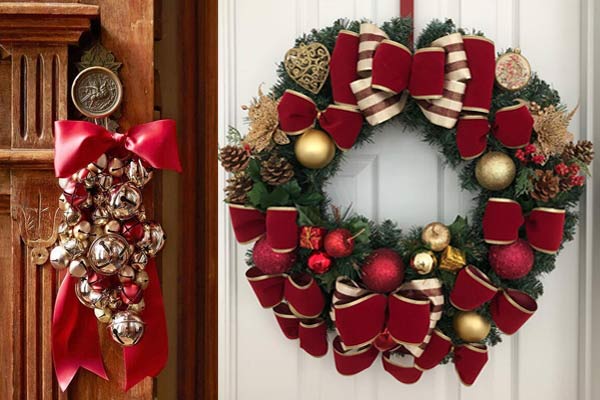 decoração de natal para porta de apartamento tradicional