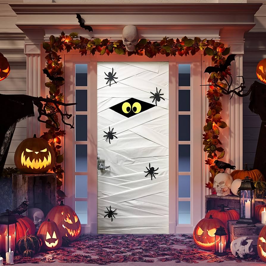 decoração porta apartamento halloween barata