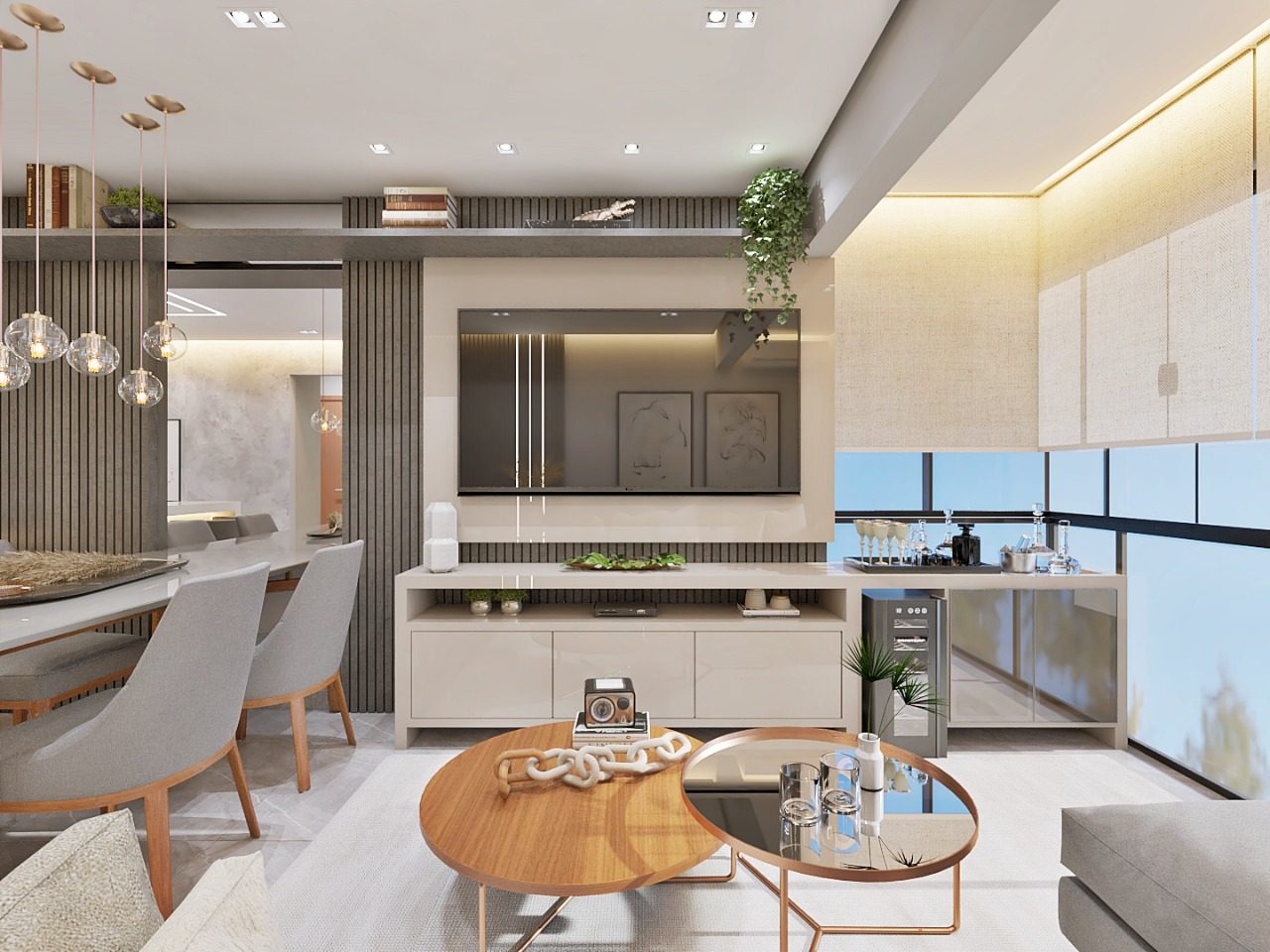 iluminação sala de jantar apartamento