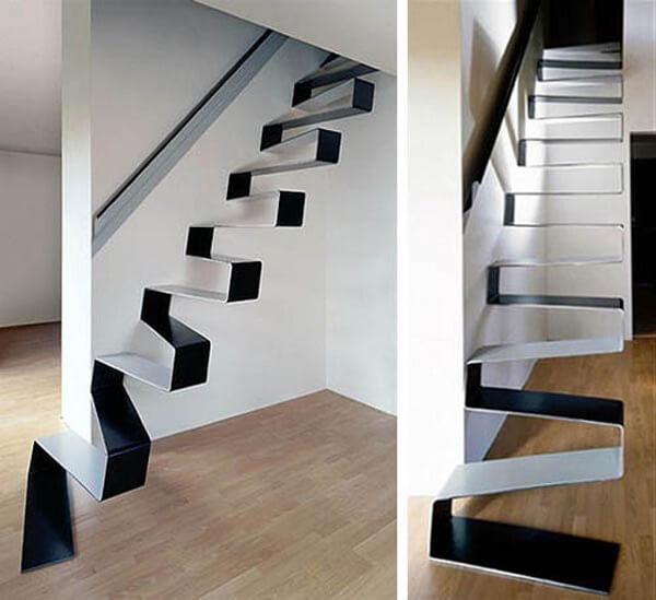 escada em L para sala pequena