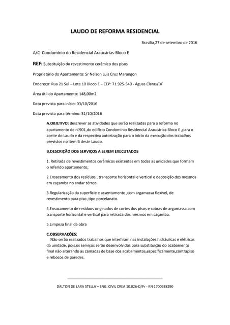 documentos necessários para reforma de apartamento