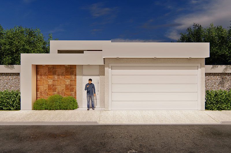 fachada de apartamento com pedra