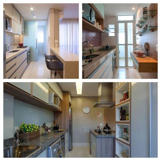 cozinha linear para apartamentos estreitos