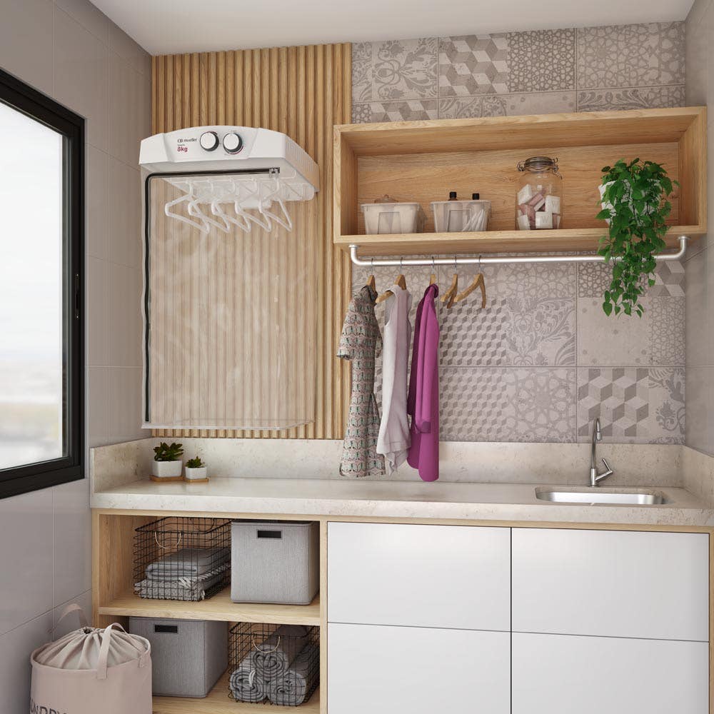 lavanderia apartamento pequeno cores