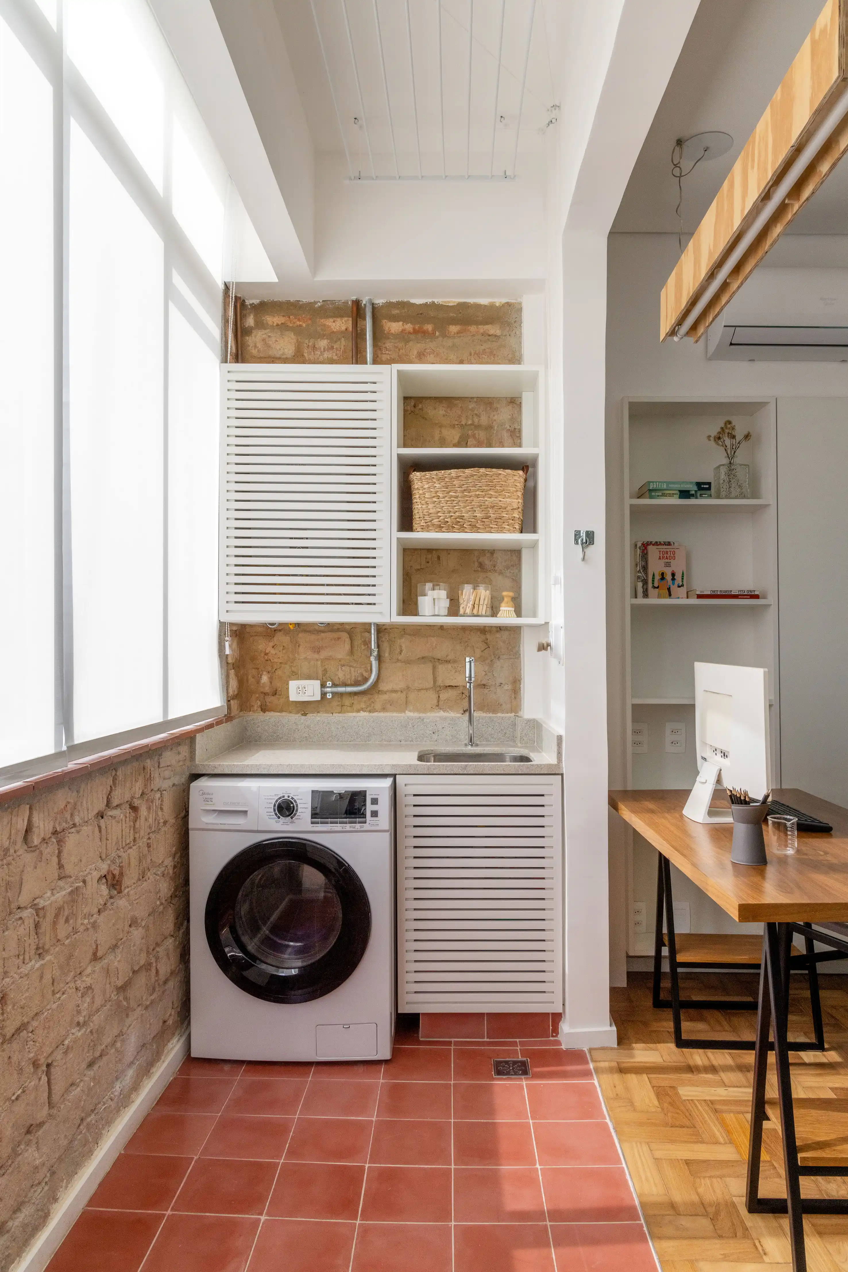 lavanderia apartamento pequeno bancada