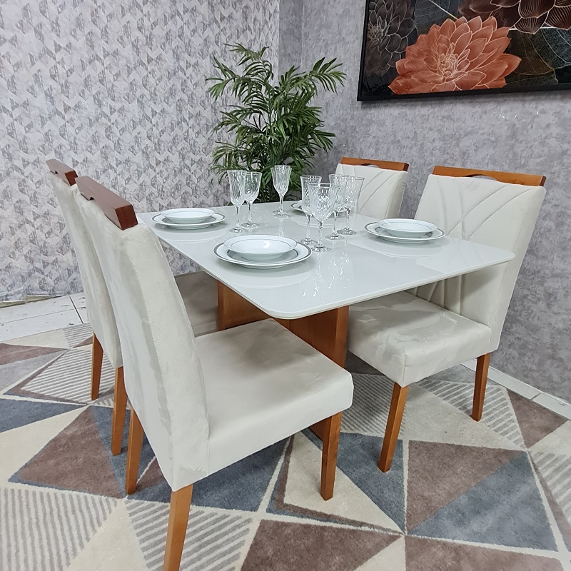 mesa 4 cadeiras retrátil apartamento