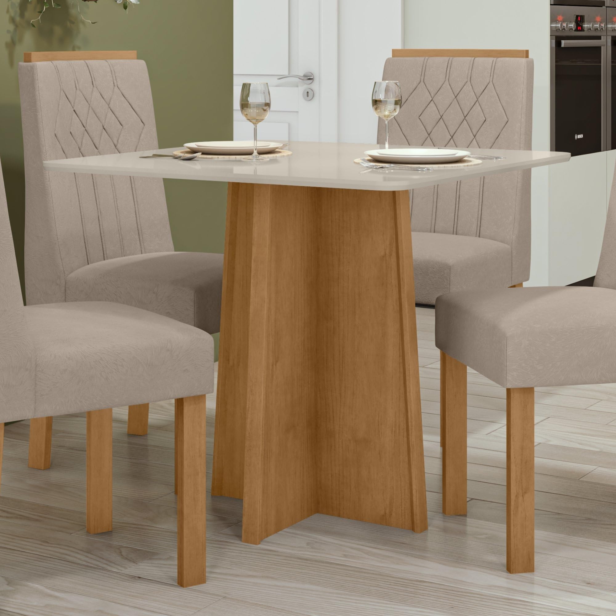 Mesa jantar branca 4 lugares apartamento