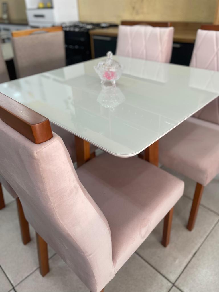 Conjunto mesa jantar quadrada 4 lugares compacto