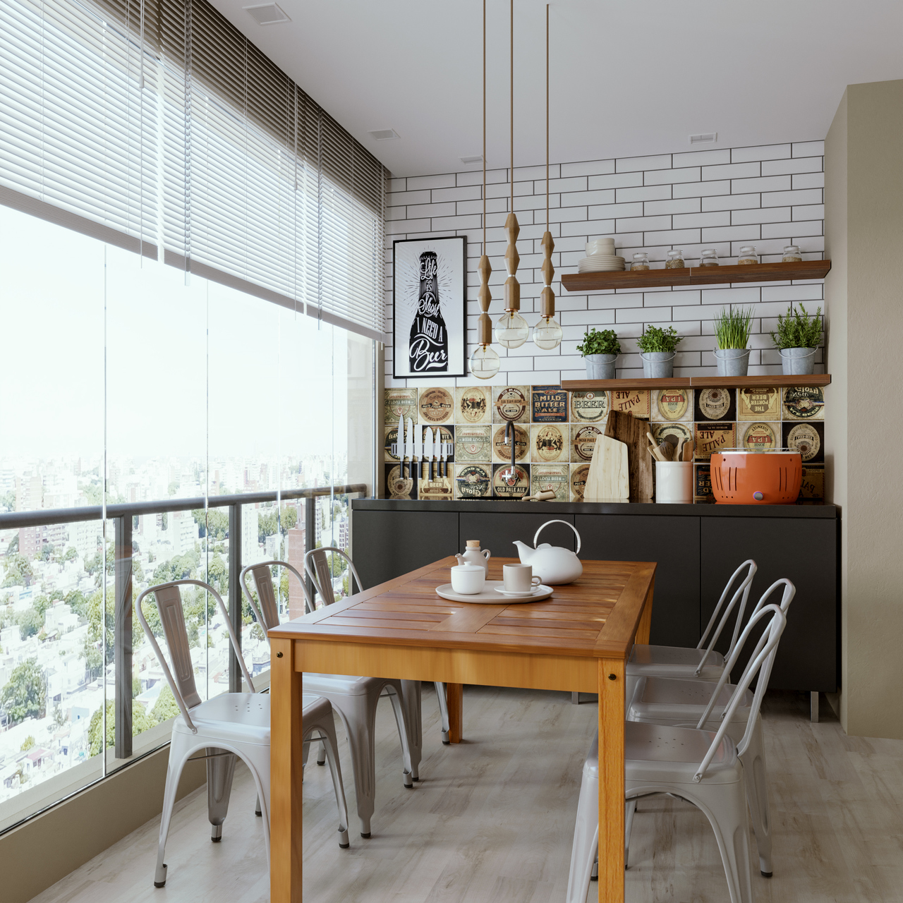 mesa para sacada gourmet apartamento
