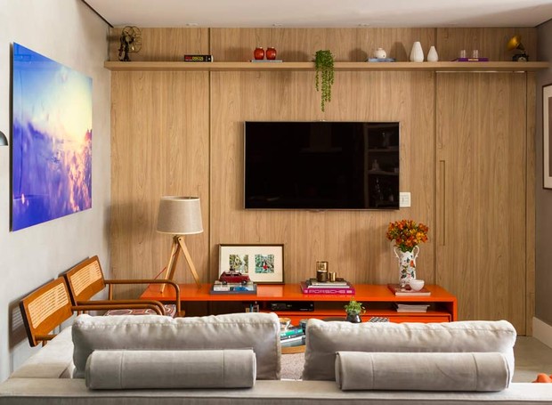 painel tv apartamento com led