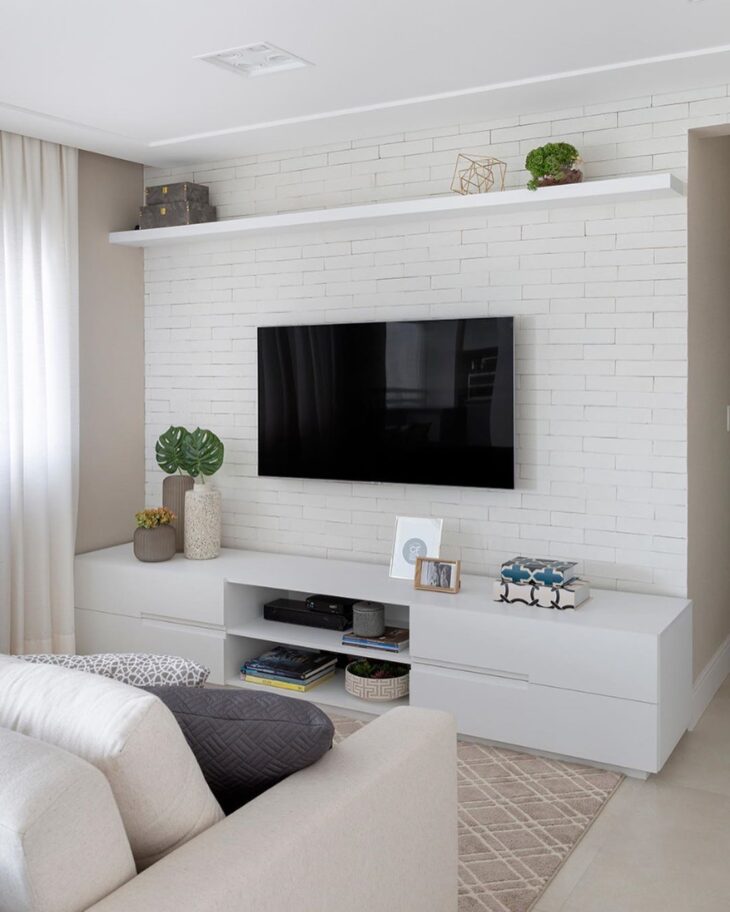 papel de parede sala apartamento tons neutros
