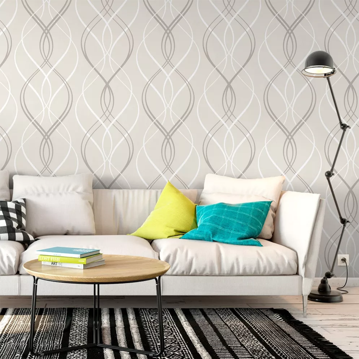 papel de parede sala apartamento com efeito linho