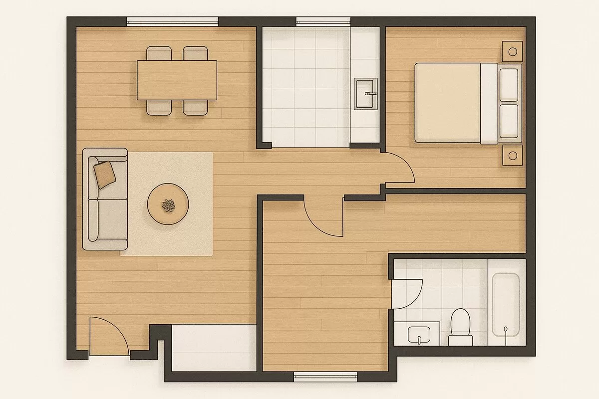 Planta apartamento 1 quarto para alugar