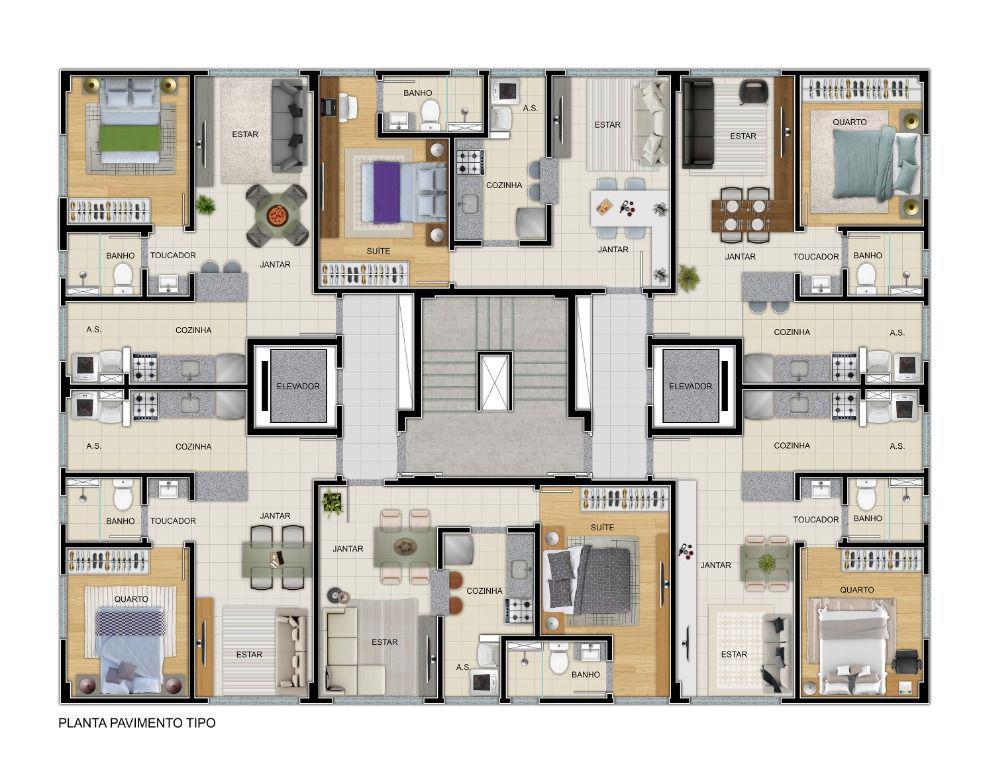 Planta apartamento 1 quarto para investir