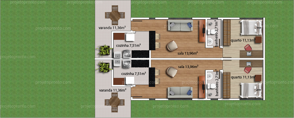 Planta apartamento 1 quarto economico