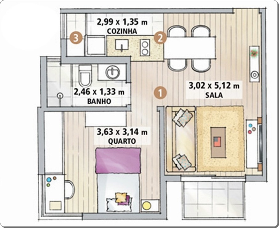 apartamento 40m2 2 quartos decorado