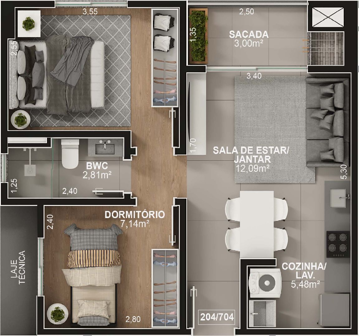 planta baixa apartamento 2 quartos 40m2