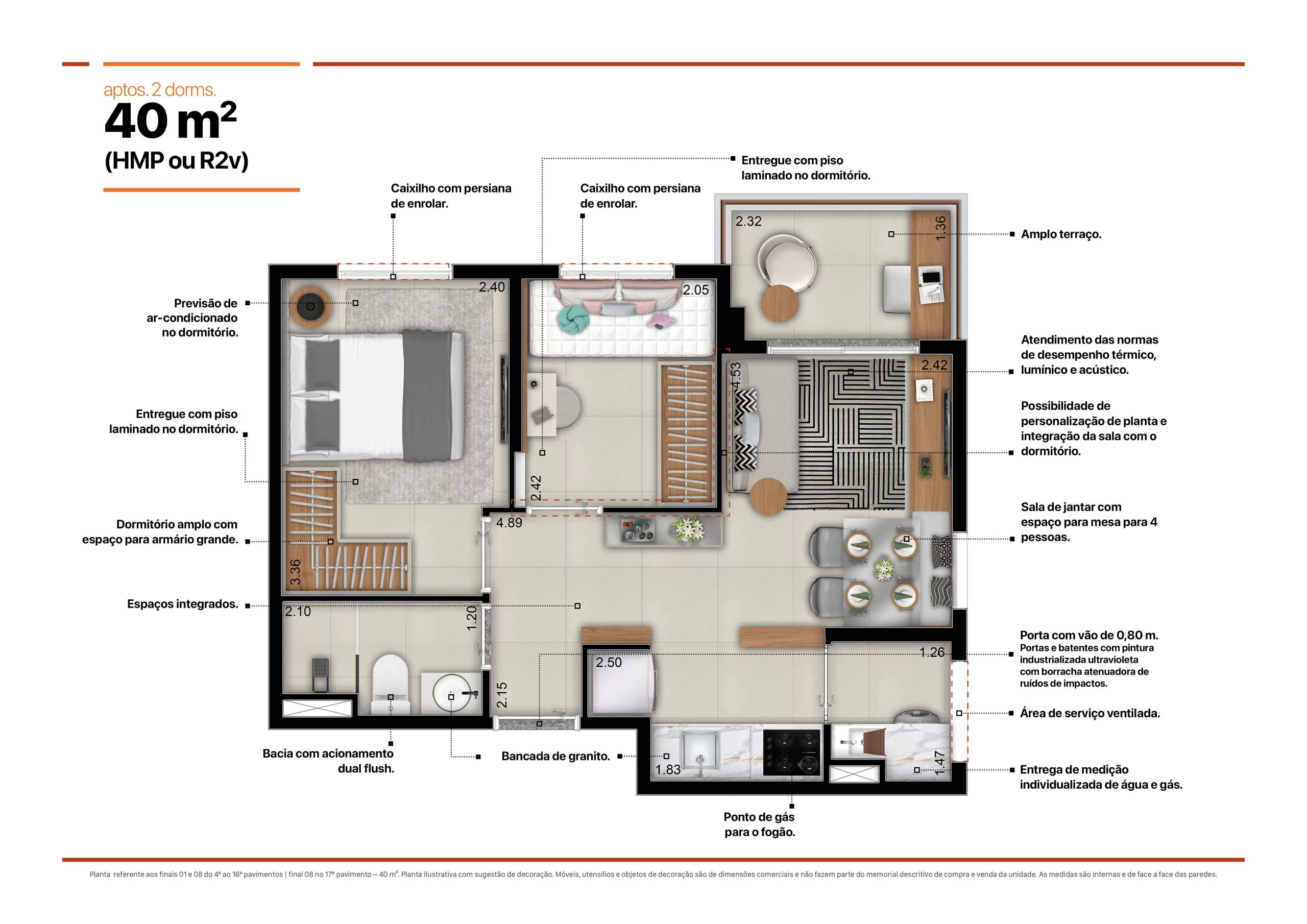 apartamento 40m2 2 quartos MRV
