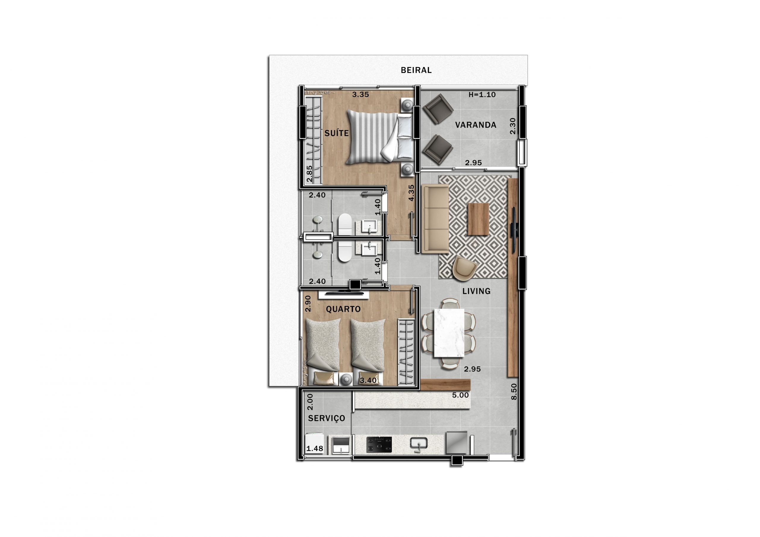 apartamento 40m2 2 quartos decorado