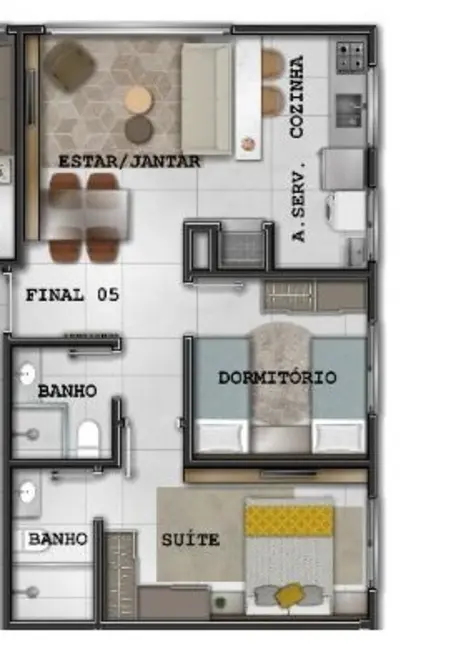 apartamento 45m2 2 quartos como decorar
