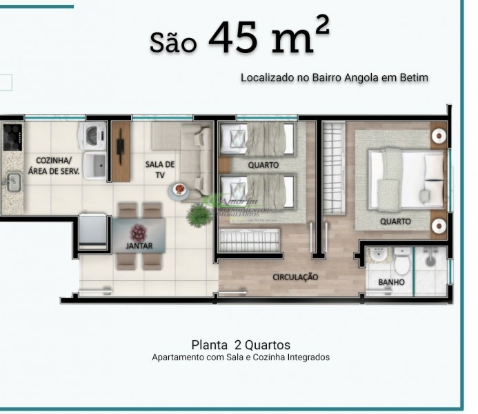 apartamento 45m2 layout