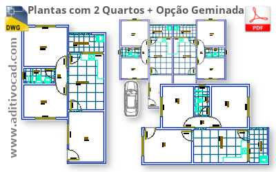 apartamento 60m2 2 quartos planta com suite