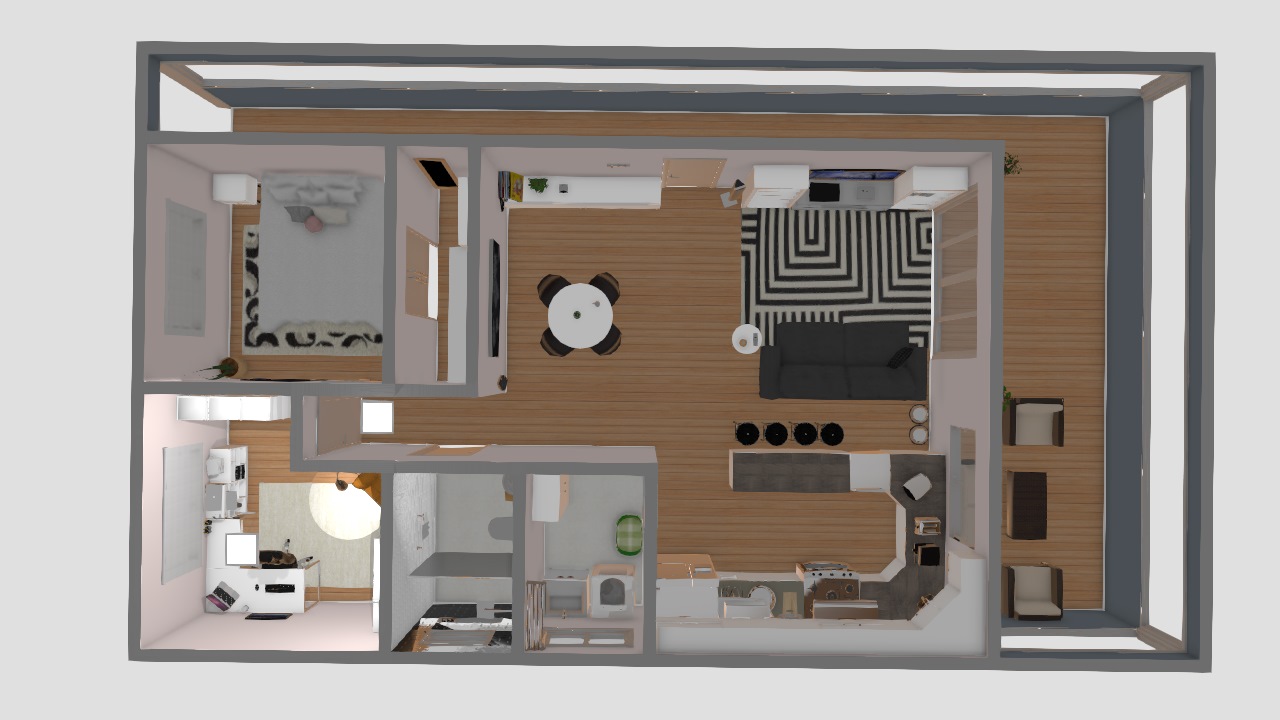 planta apartamento 60m2 2 quartos com varanda