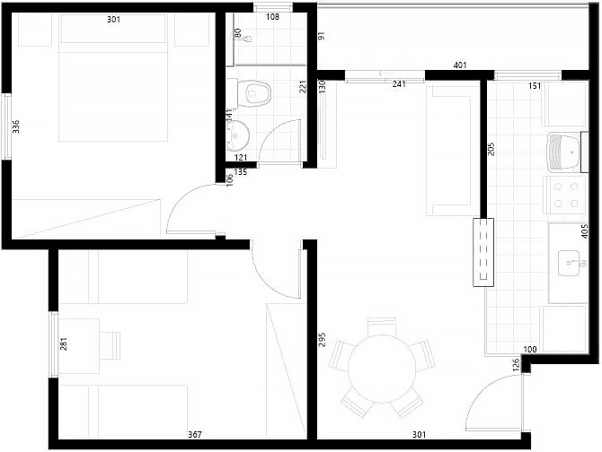 apartamento 60m2 2 quartos planta integrada