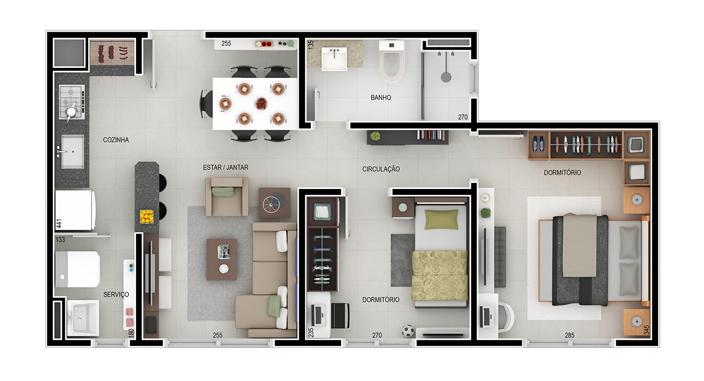 planta baixa apartamento 2 quartos